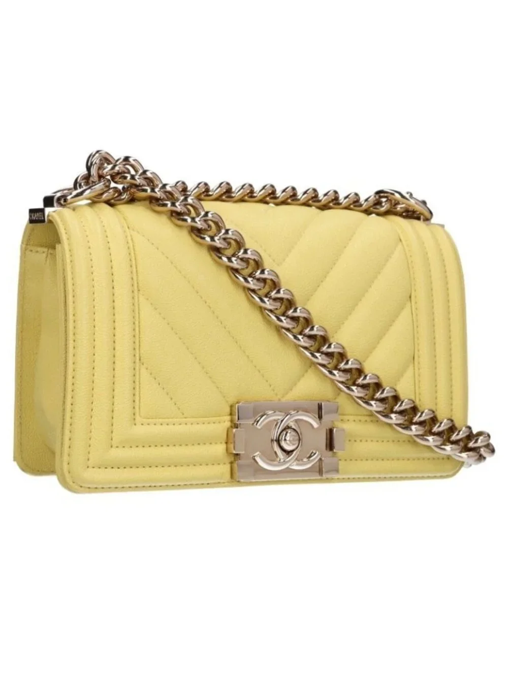 Chanel Boy 20 Chez Blanc Caviar Leather Chain Shoulder Bag 20